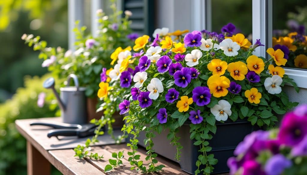Composer une jardinière de pensées : associations et entretien